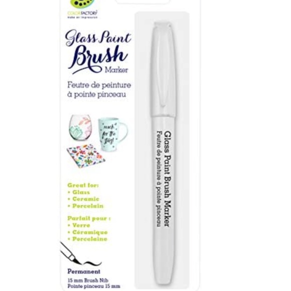 Glass Paint Brush Marker Permanent 15mm, White - Picture 2 of 6